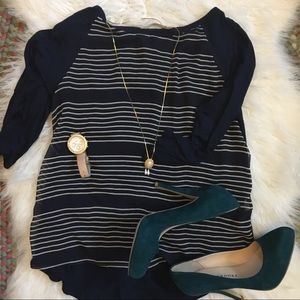 Navy blue Nautical striped blouse